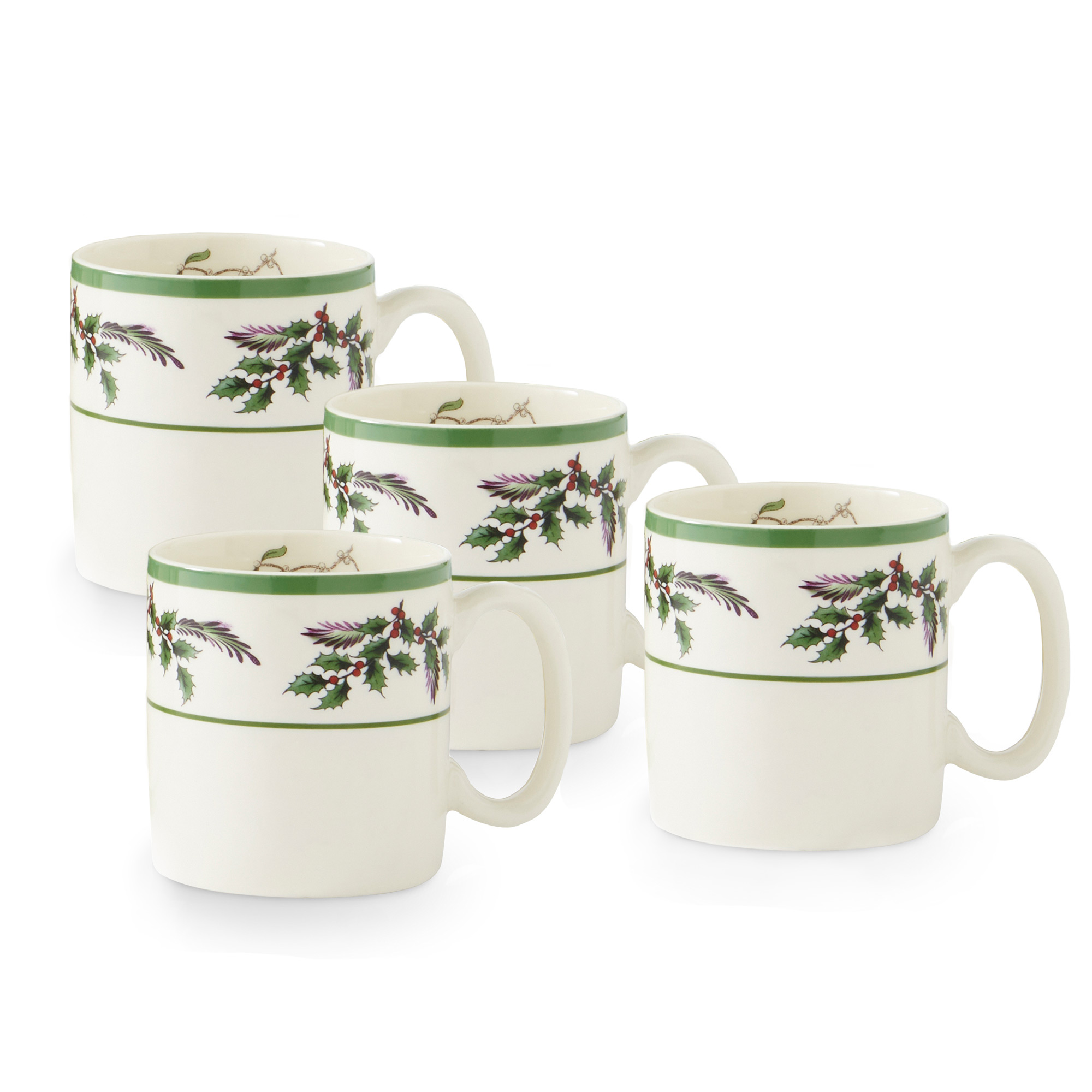 Christmas Tree Holly Mugs Set of 4 image number null